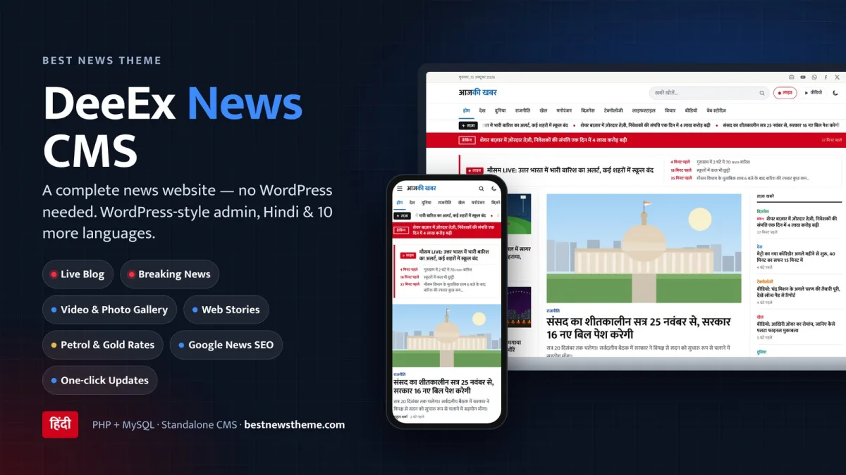 DeeEx News CMS – News Website CMS with Live Blog & Breaking News CMS screenshot